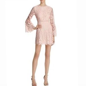 Do+Be Pink Blush Lace Mini Dress Long Bell Sleeve